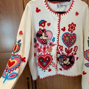 Vintage 1990s Michael Simon Disney Sweater Hearts Mickey & Minnie Valentine’s